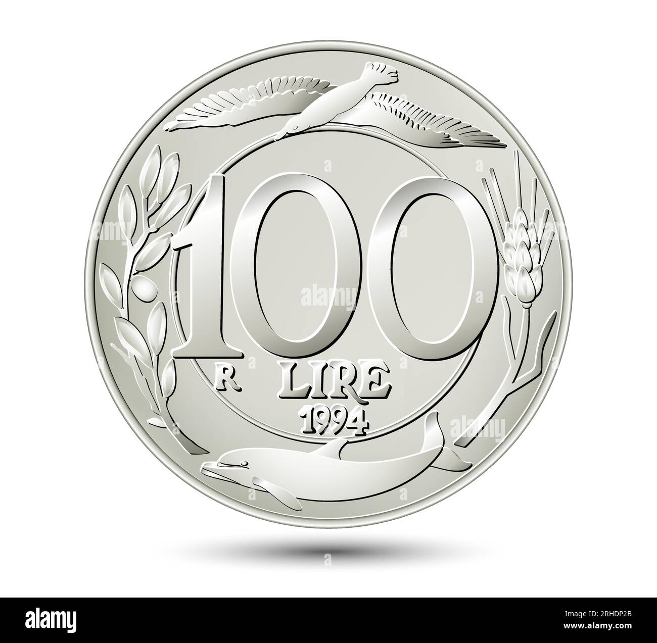 One hundred Italian lire isolated on white background. Vector illustration. Stock Vector