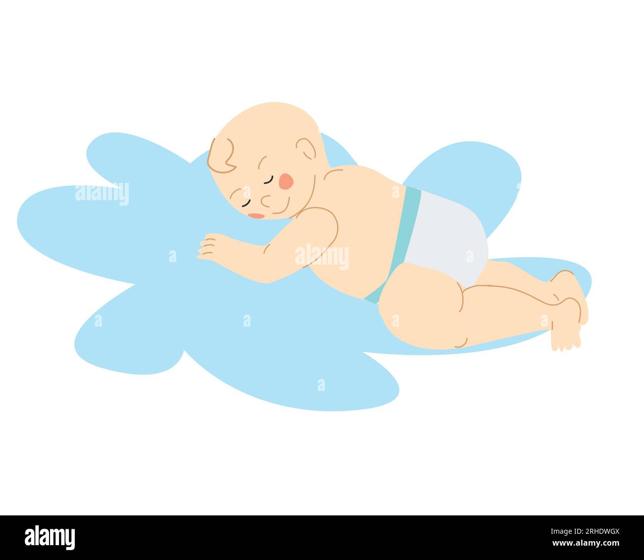 Sleeping baby in a flat style, in blue suit Stock Vector