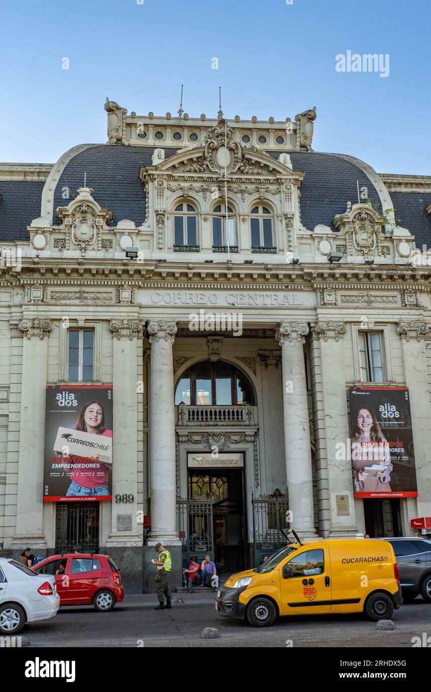 The Central Post Office Building faces Plaza de Armas De San Fernando, Santiago, Chile. Stock Photo