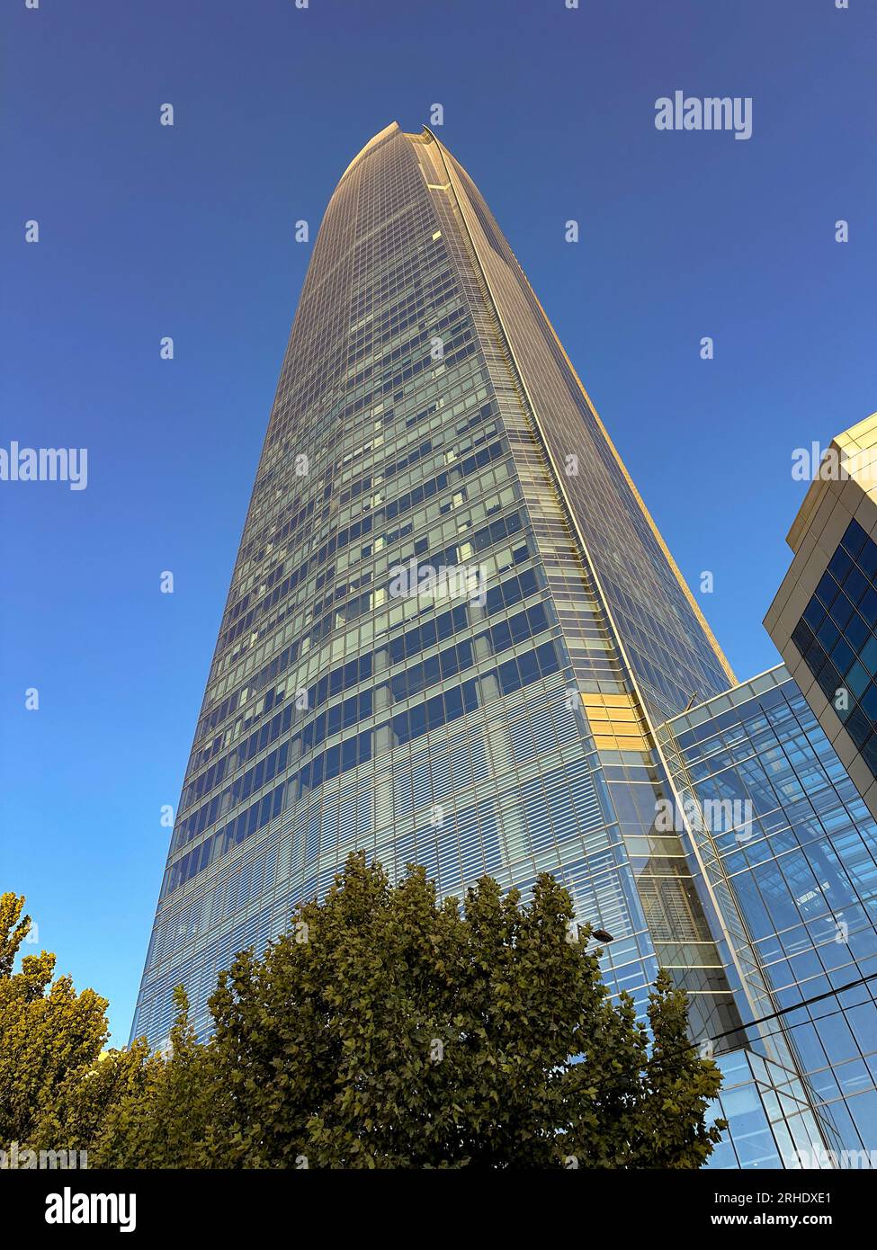 The 62-story Gran Torre Santiago, tallest building in South America, in the Costanera Center.  Providencia, Santiago, Chile. Stock Photo