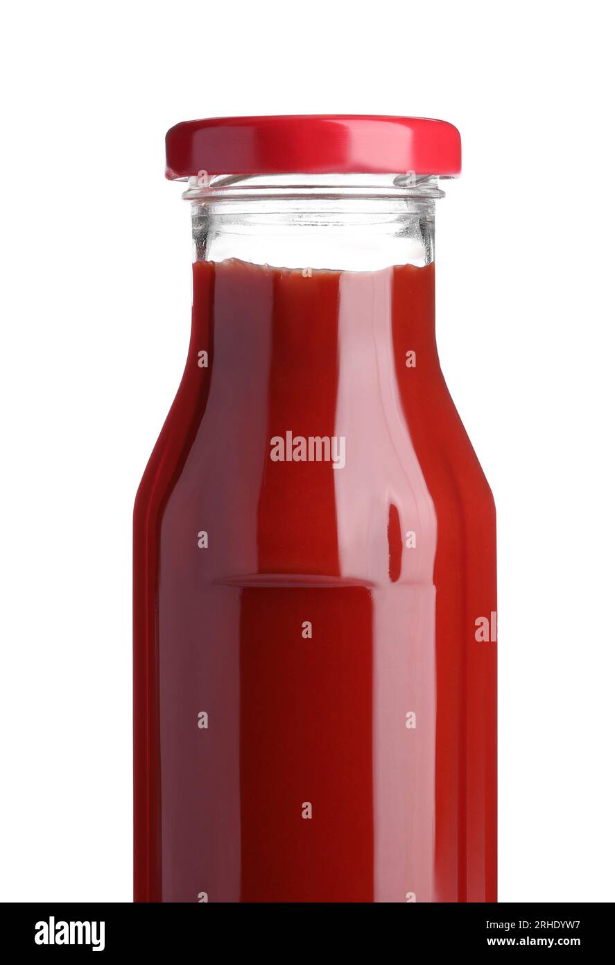 Glass bottle of tasty ketchup isolated on white Stock Photo Alamy