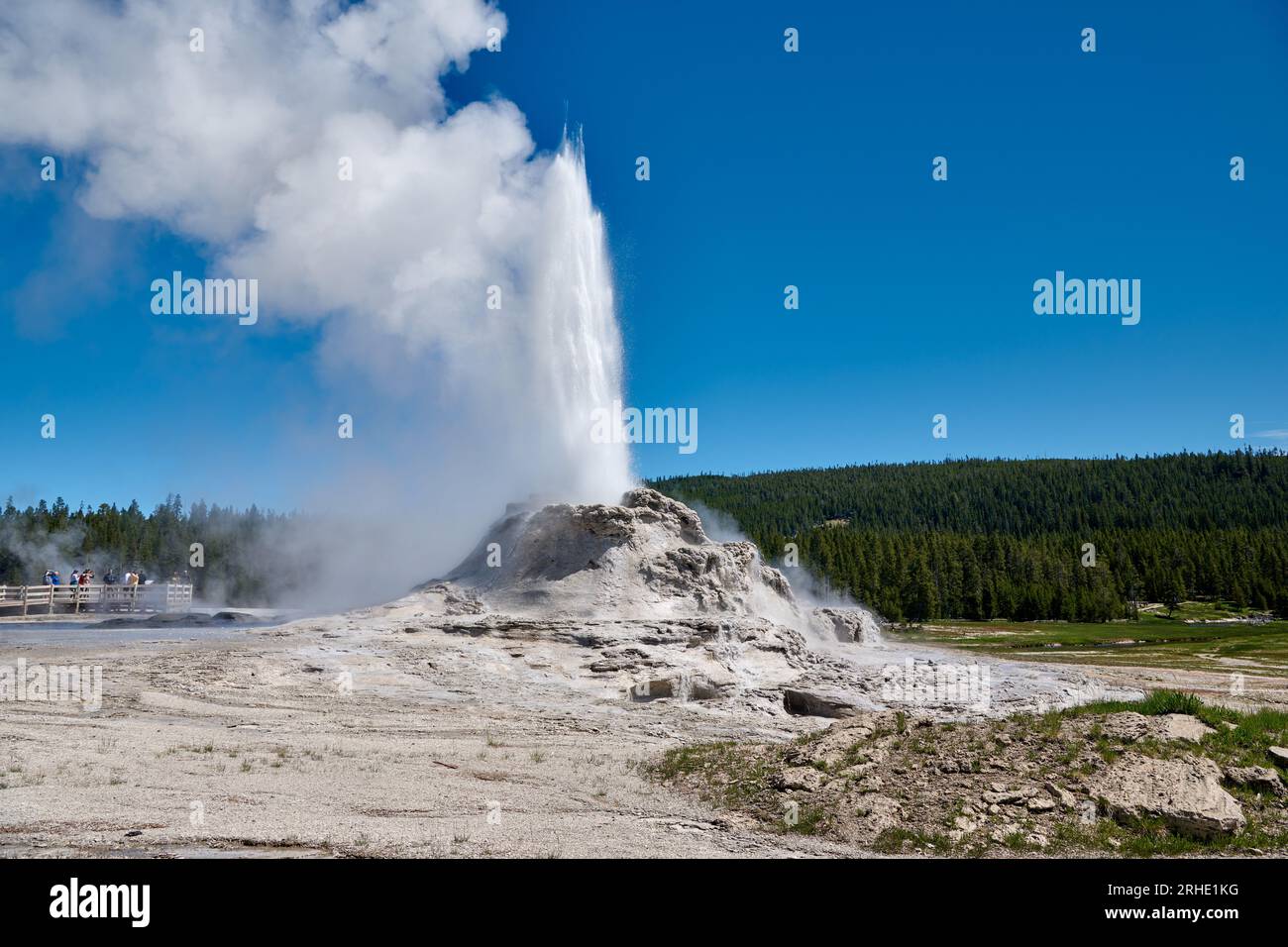 erupting Castle Geyser, Upper Geyser Basin, Yellowstone National Park ...