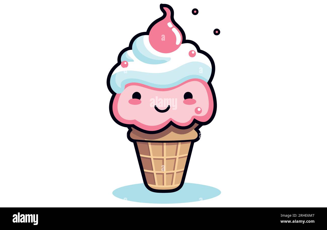 vector character of cute ice cream. smile cartoon character art