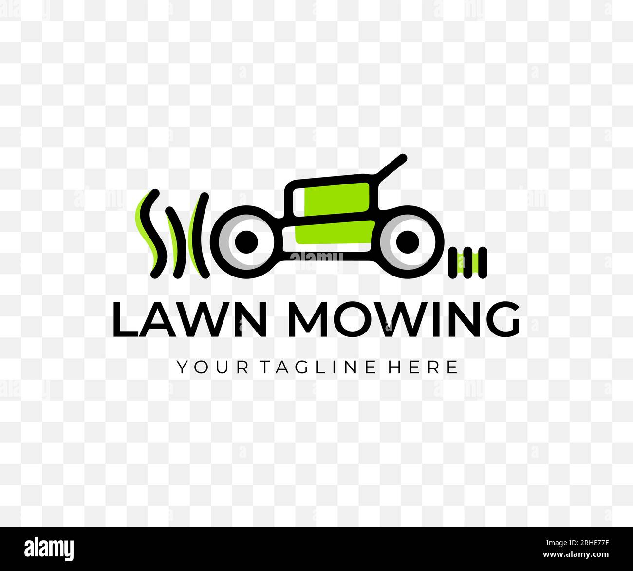 Lawn mower, mower, grass-cutter, mows grass, colored graphic design. Landscaping, grass, nature, garden and gardening, vector design and illustration Stock Vector