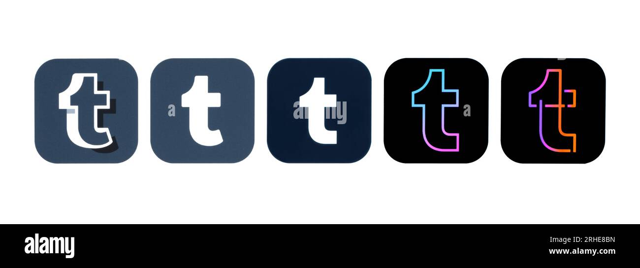 Kiev, Ukraine - September 20, 2022: Set of spectrum Tumblr app icons ...