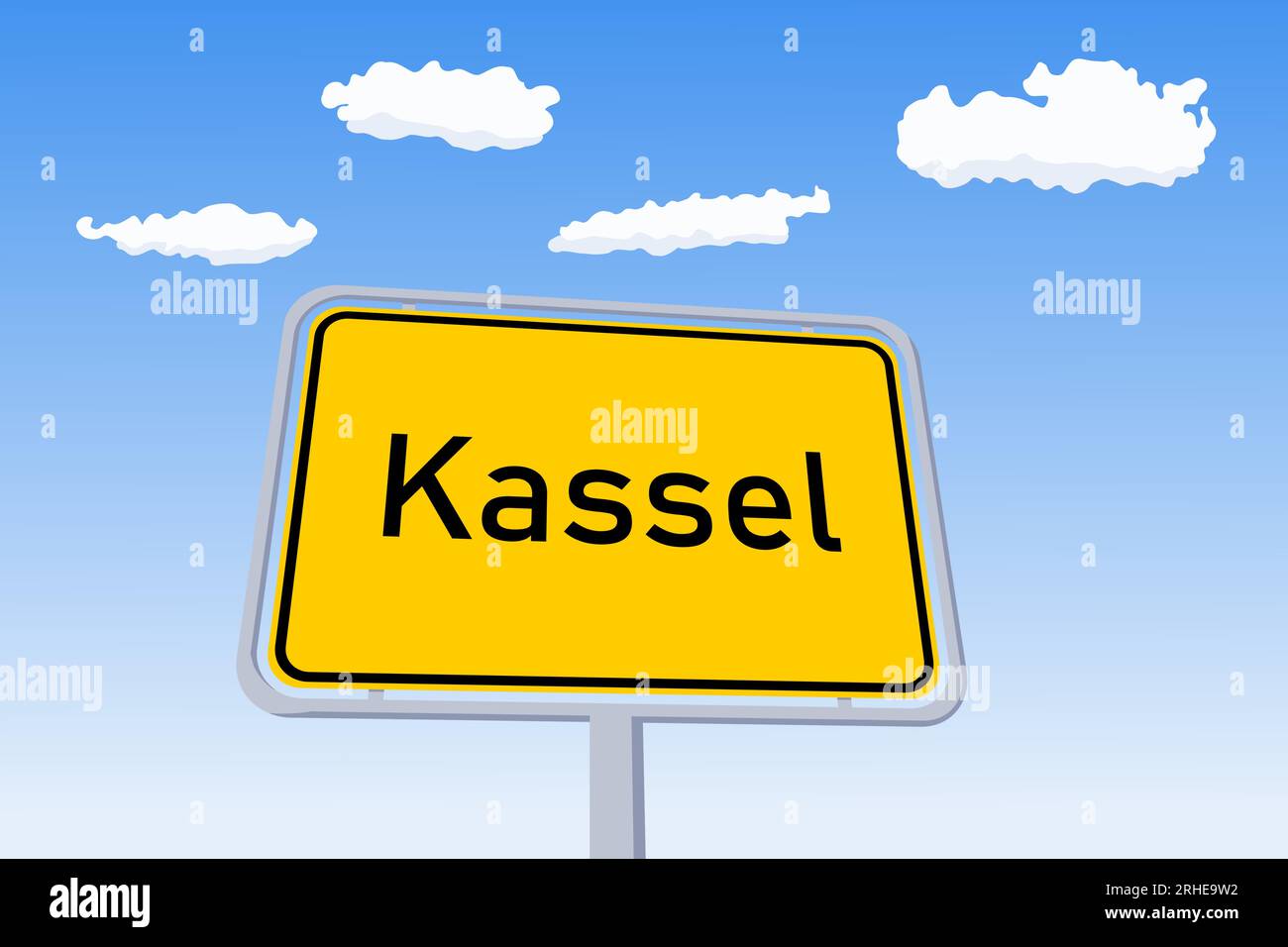 Kassel city sign in Germany. City name welcome road sign vector illustration. Stock Vector
