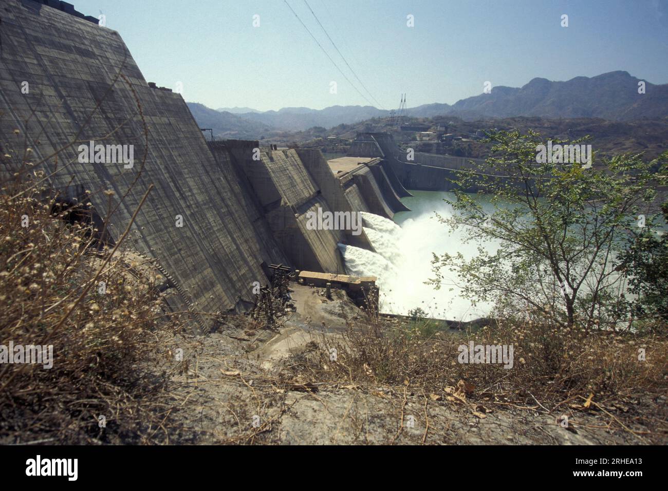 The Construction site of the Sardar Sarovar Dam at the Narmada River