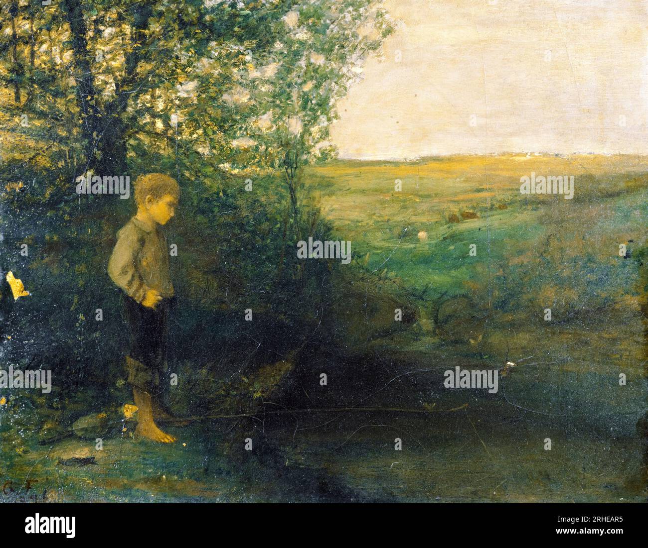 George Fuller, Boy Fishing, painting in oil on canvas, before 1884 Stock  Photo - Alamy