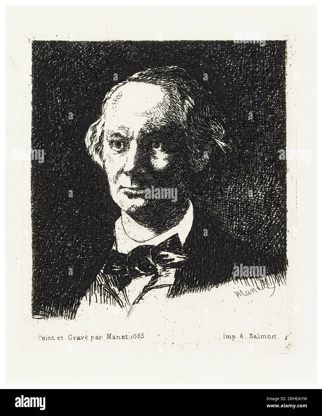 Charles Baudelaire (1821-1867), French Poet, portrait etching by ...