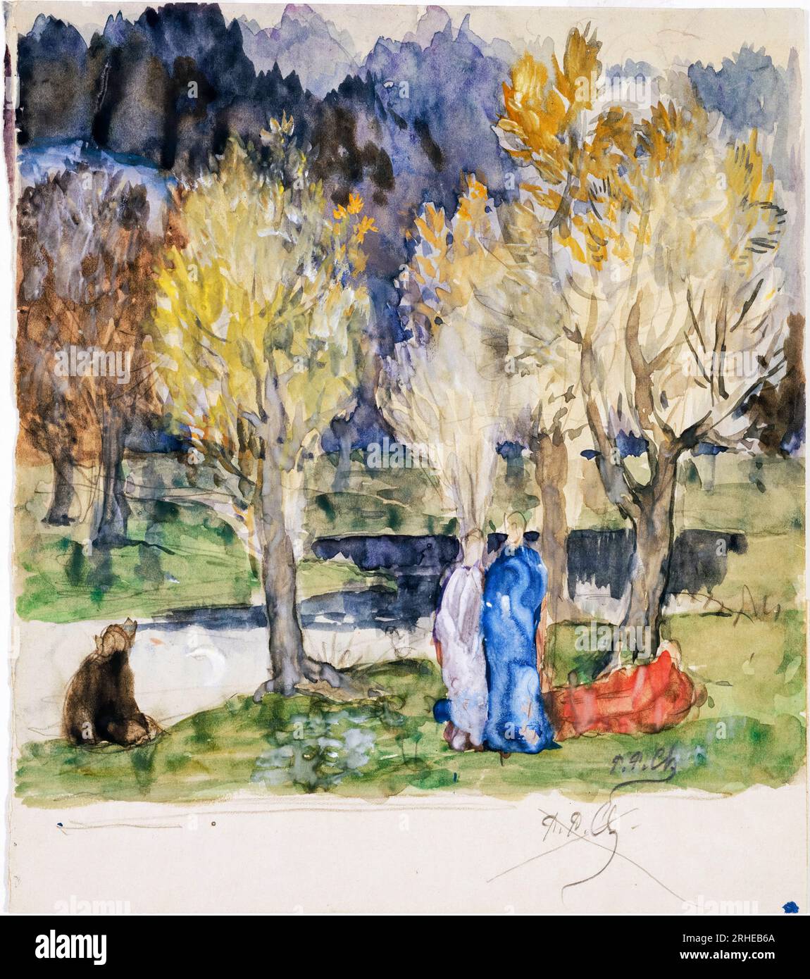 Pierre Puvis de Chavannes, Sacred Grove, watercolour painting, 1883-1884 Stock Photo
