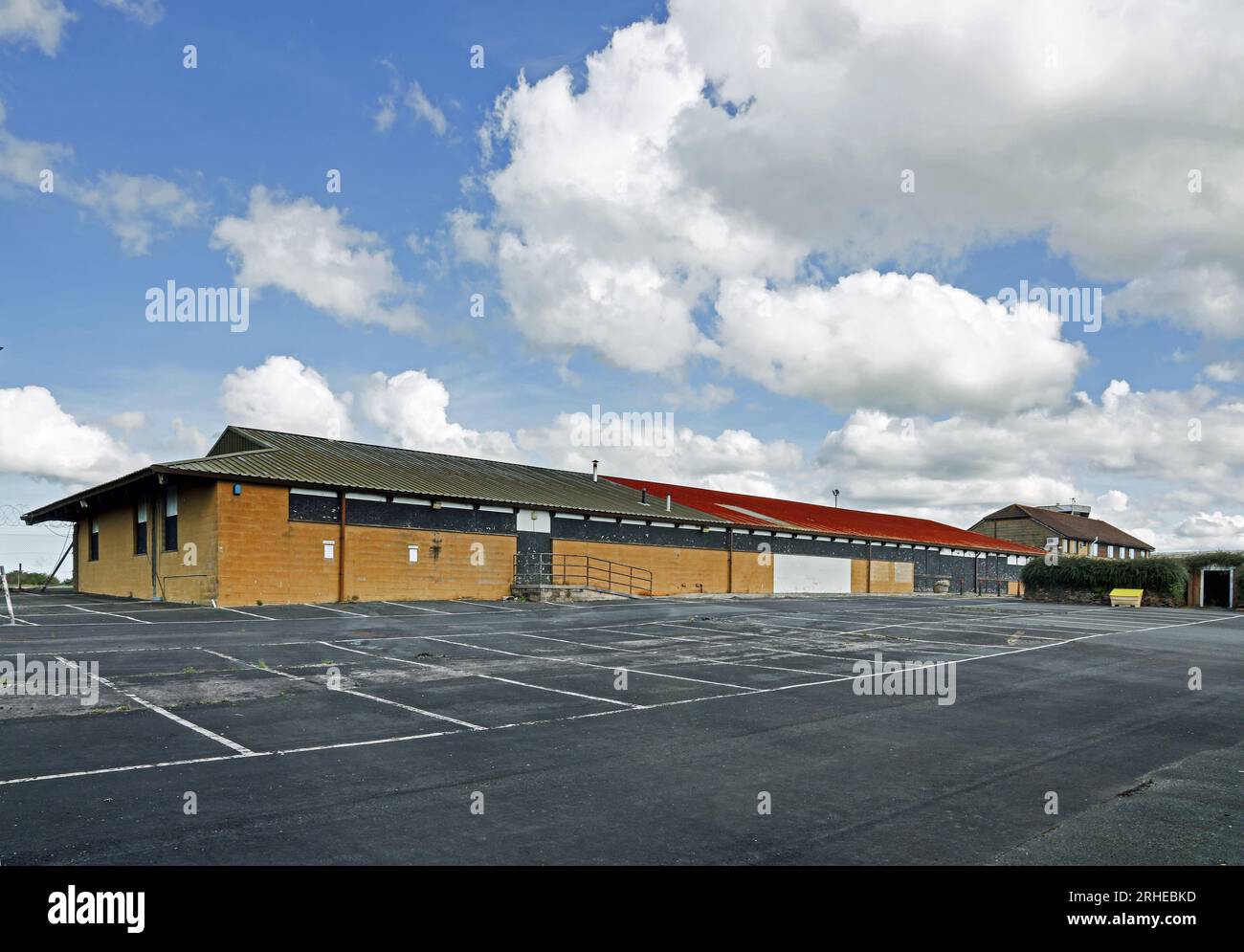 Plymouth City Airport at present, bricked up and deserted and still awaiting important decisions about its future. Some pressure groups want housing o Stock Photo