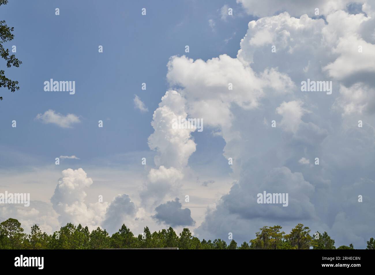 White and grey Cumulus clouds, Global warming, Climate change, Environmental, Weather patterns, Ozone, Copy space, Stock Photo