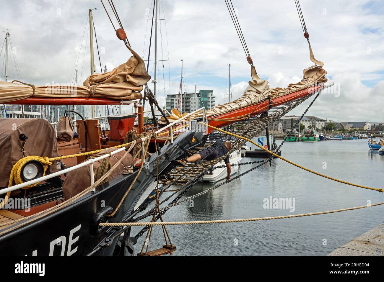 The Oosterchelde, a replica of HMS Beagle berthed at Sutton Harbour