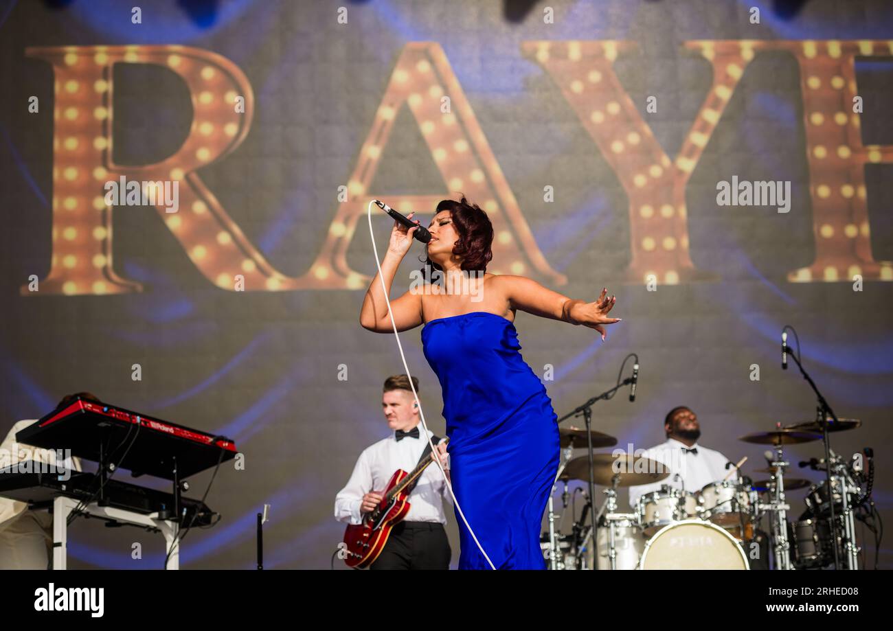 Uk singer and Brit award winner 2024 Raye performing live on the main stage at Boardmaster