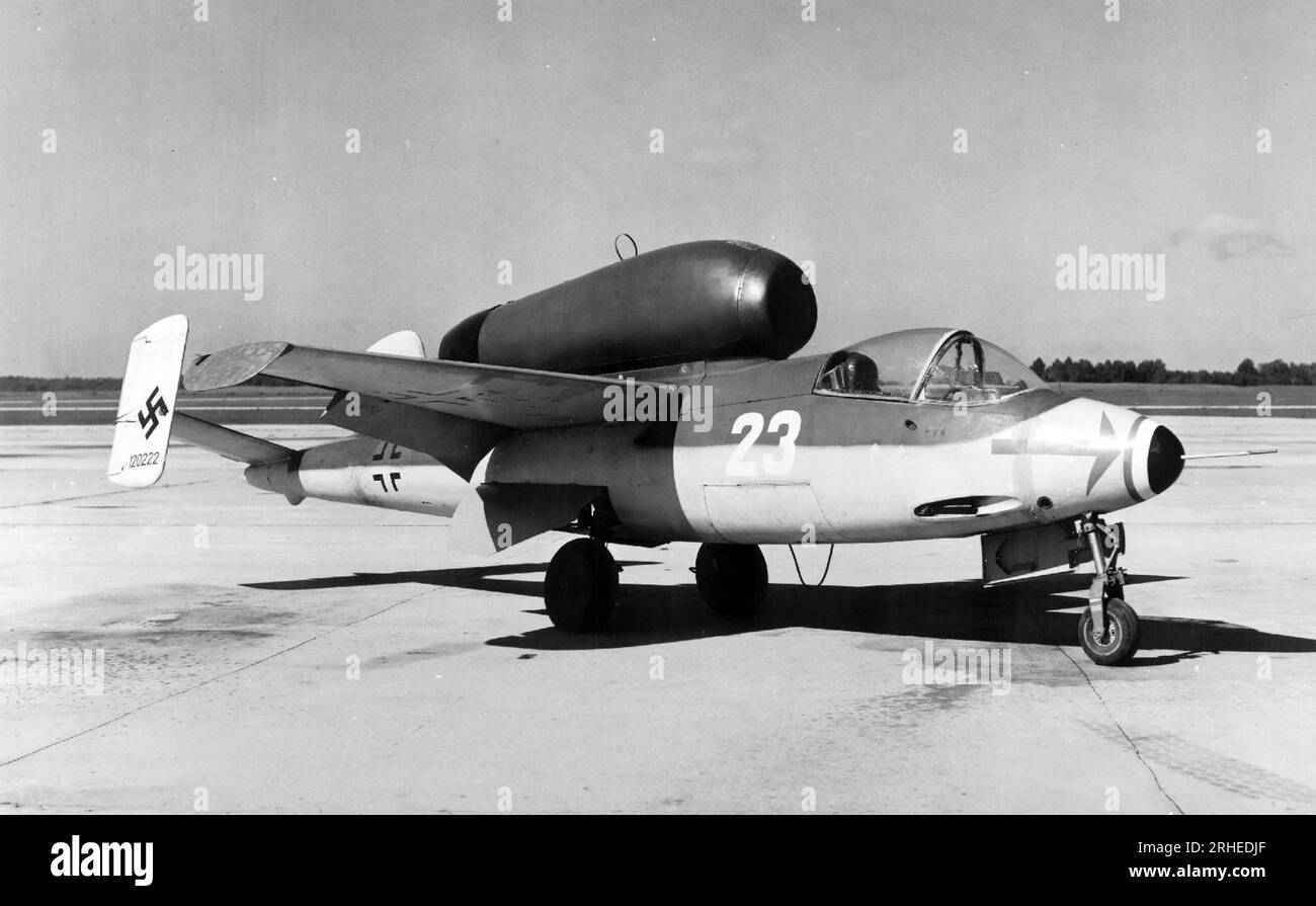 HEINKEL He 162 jet powered fighter aircraft  flown by the Luftwaffe in WW2. Stock Photo
