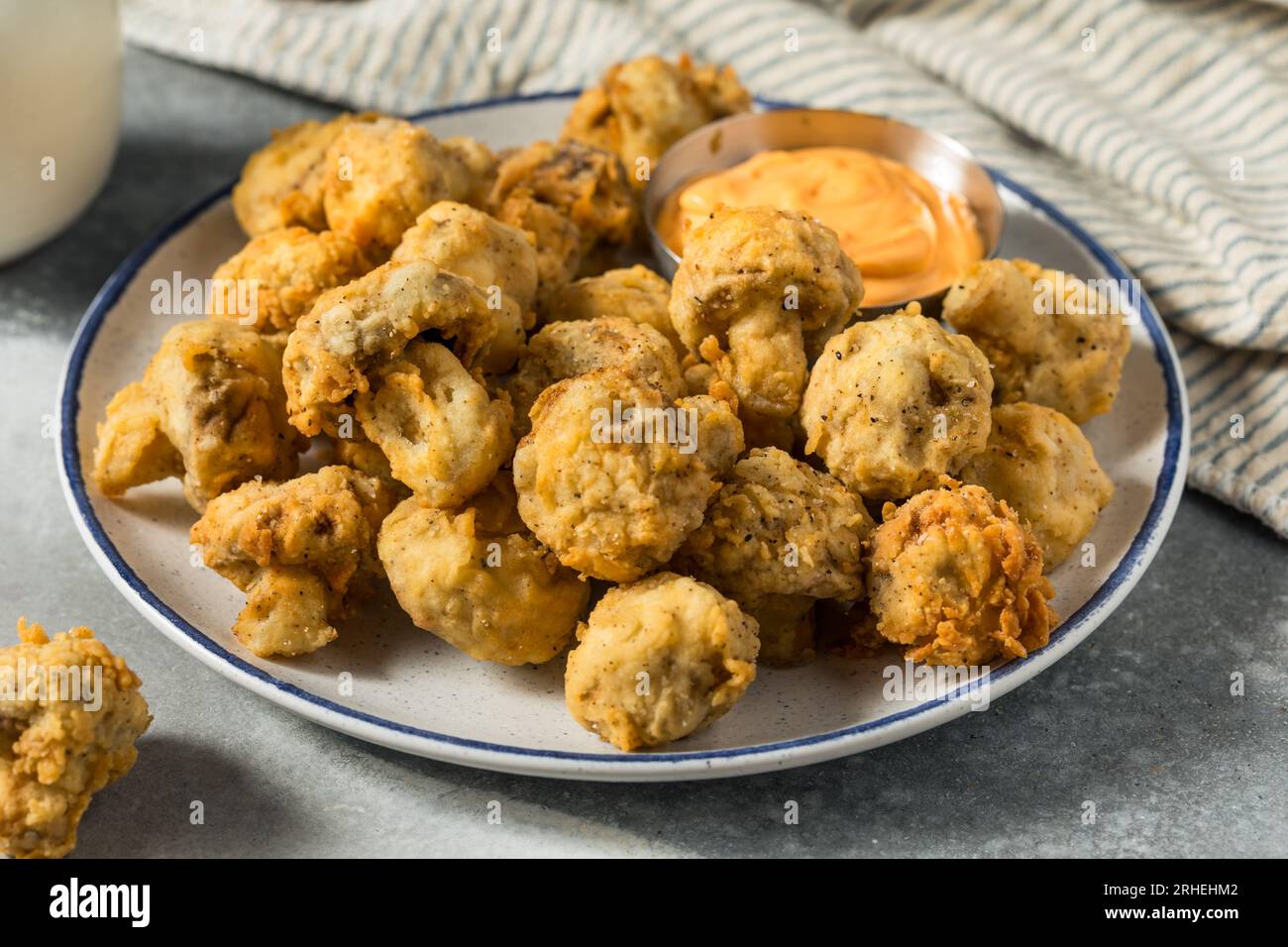 Homemade Deep Fried Mushrooms with Spicy Mayo Stock Photo Alamy