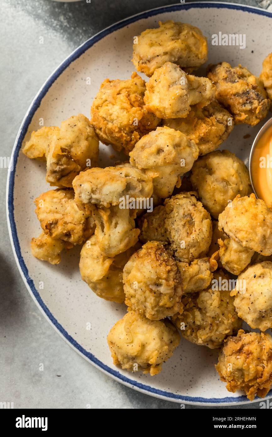Homemade Deep Fried Mushrooms with Spicy Mayo Stock Photo Alamy
