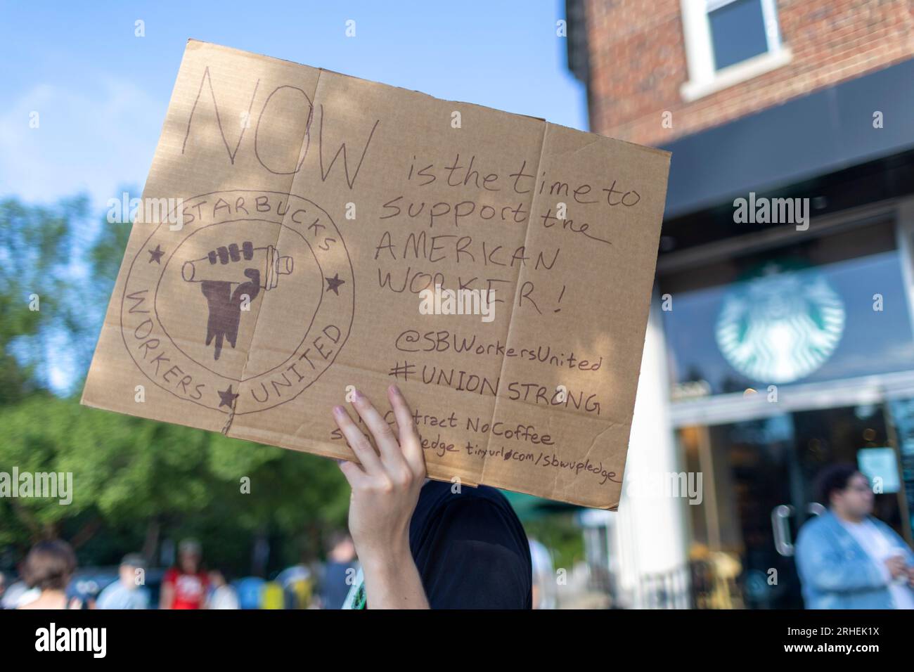 Washington, DC, USA. 16th Aug, 2023. Starbucks Workers United holds an