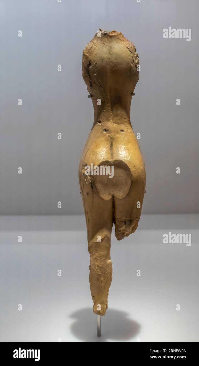 Female figurine from Ivory - Royal mounds in A'Ali Date unidentified. Dilmun. Replica Stock Photo