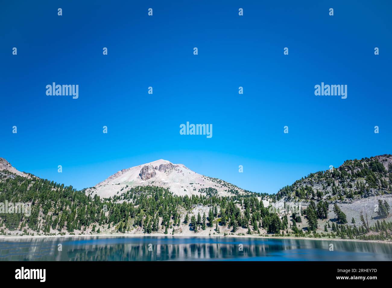 Lake Helen with Mount Lassen in the background and clear skies Stock