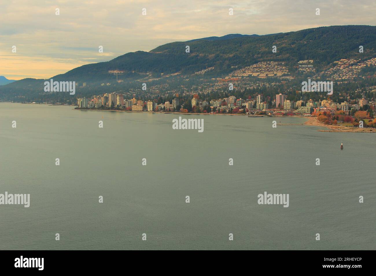 The North Shore of Vancouver is quite a nice place to look at during the Golden Hour Stock Photo