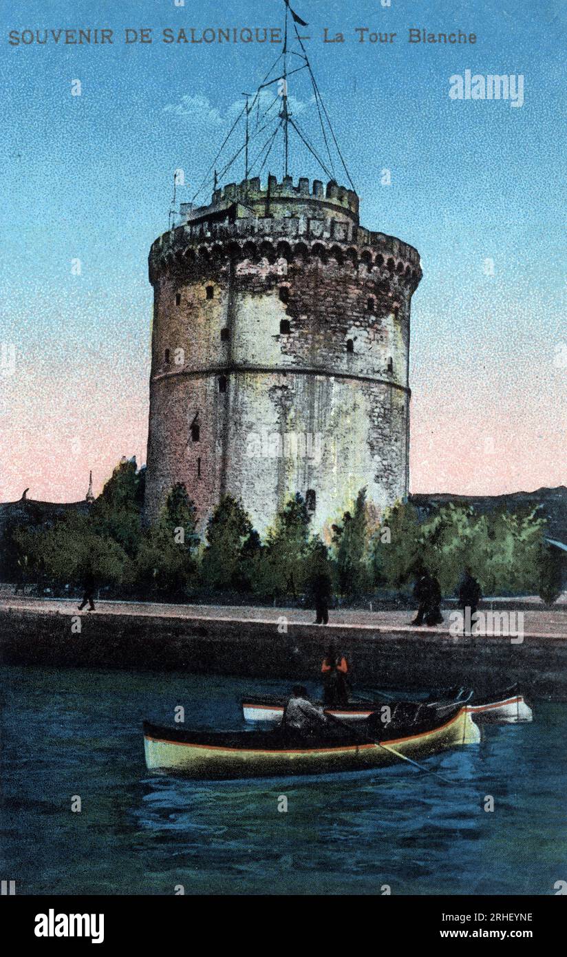 Grece, Salonique (ou Thessalonique) : vue de la Tour Blanche - Carte postale 1914-1918 Stock Photo