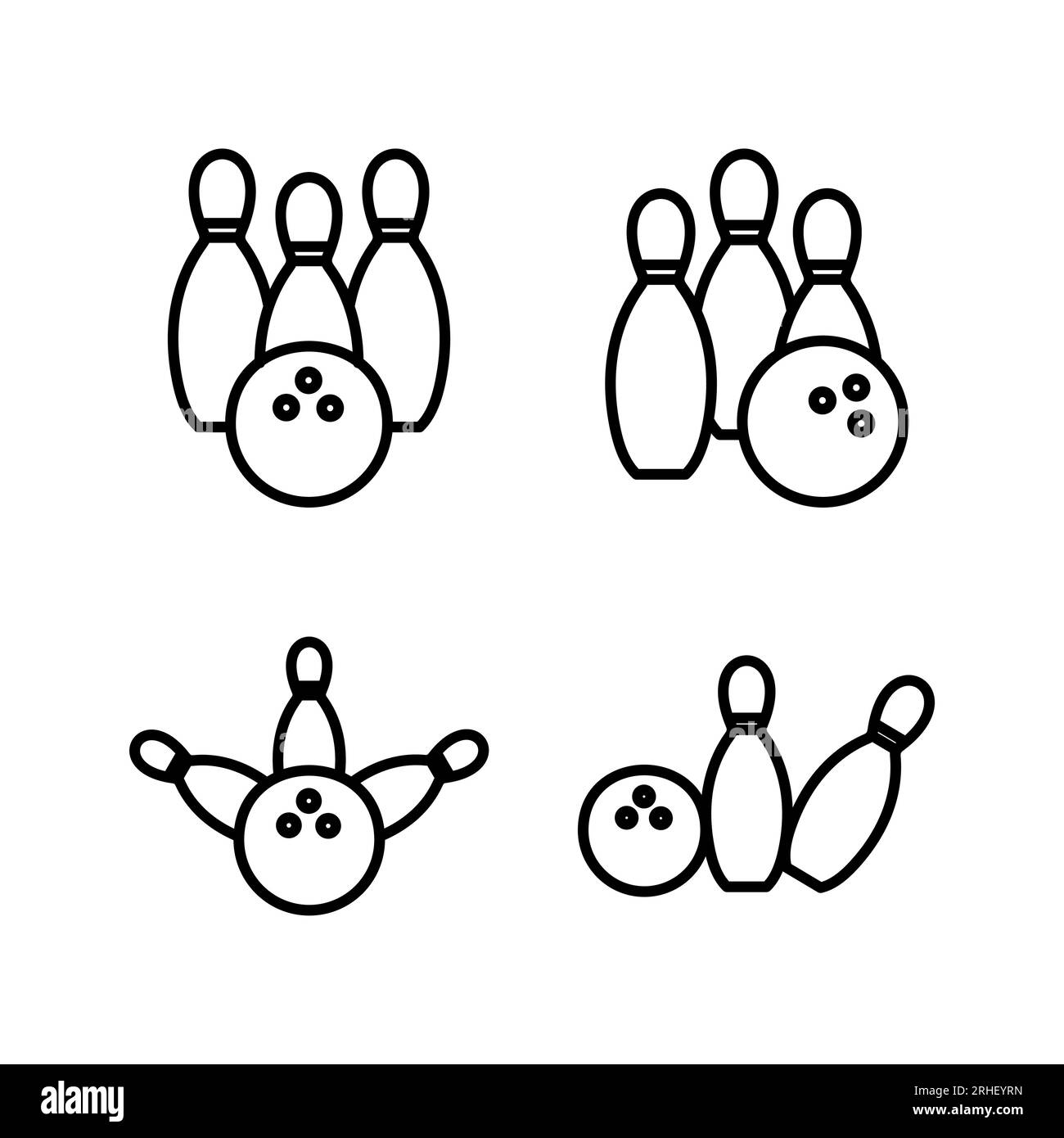 Bowling icon vector. Bowling ball and pin icon. Bowling pins with ball ...