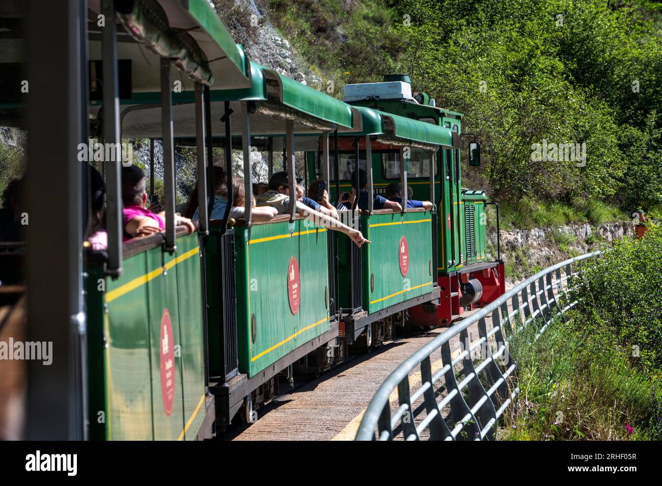 Tren del Ciment, at Pobla de Lillet station, La Pobla de Lillet, Castellar de n´hug, Berguedà, Catalonia, Spain.   The Tren del Ciment is a line that Stock Photo