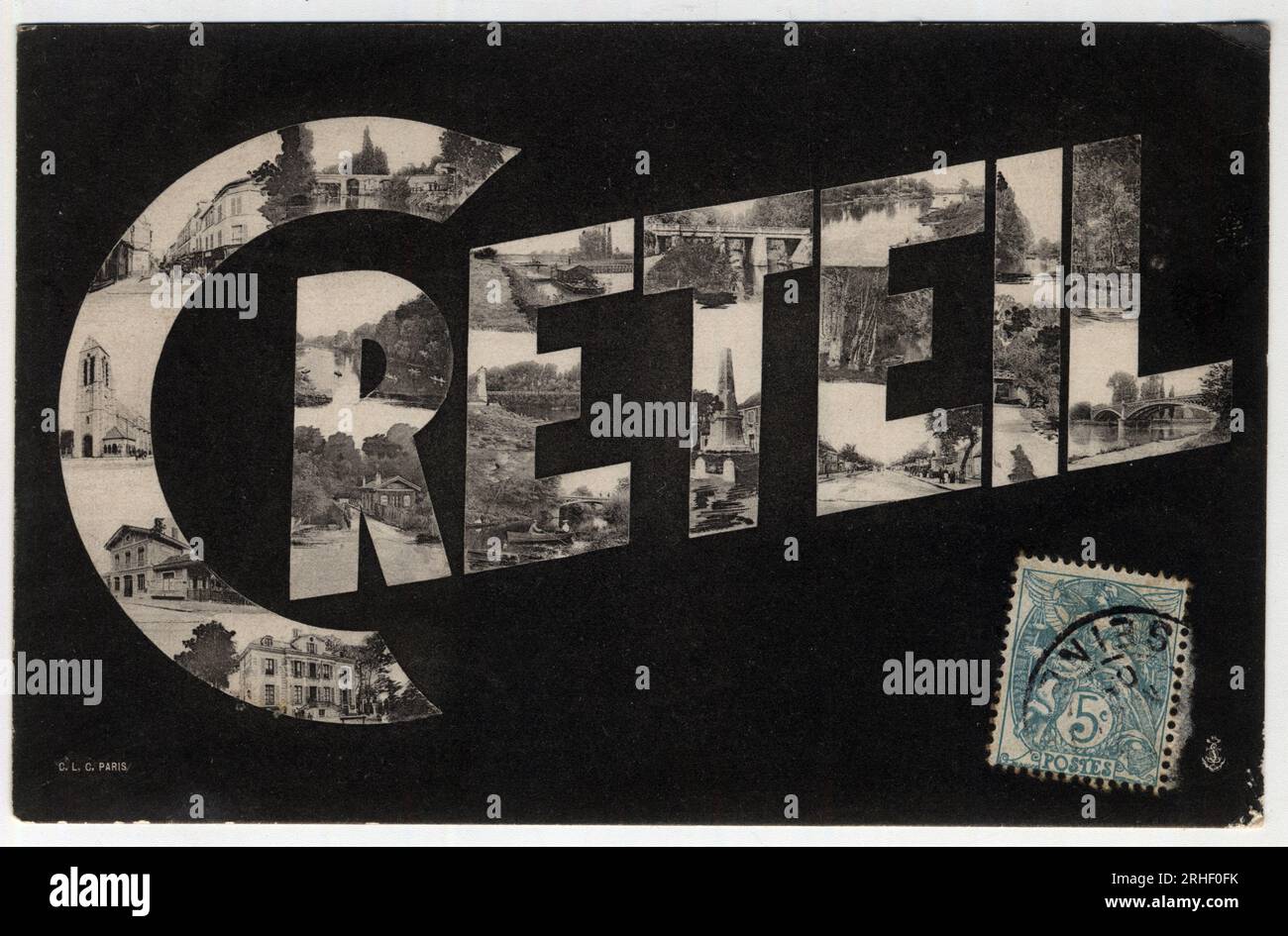 Carte postale avec le nom de la ville de Creteil (Ile de France, Val de Marne), fin 19eme-debut 20eme siecle Stock Photo