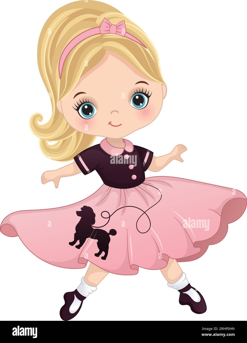 Vector Carton Sock Hop Fifties Dancing Girl Stock Vector