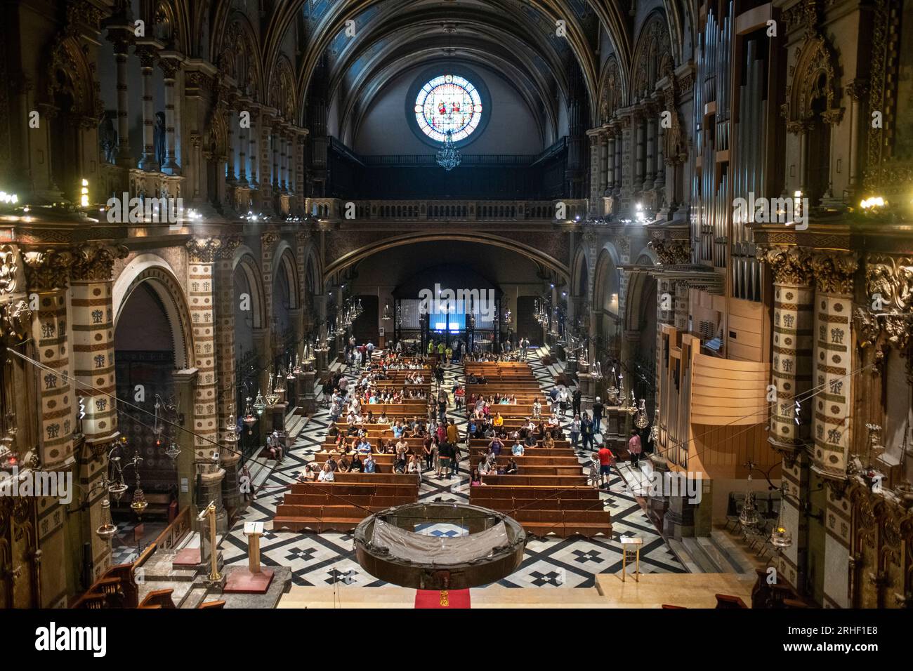 The benedictine abbey of Santa Maria de Montserrat, Monistrol de Montserrat, Barcelona, Catalonia, Spain Stock Photo