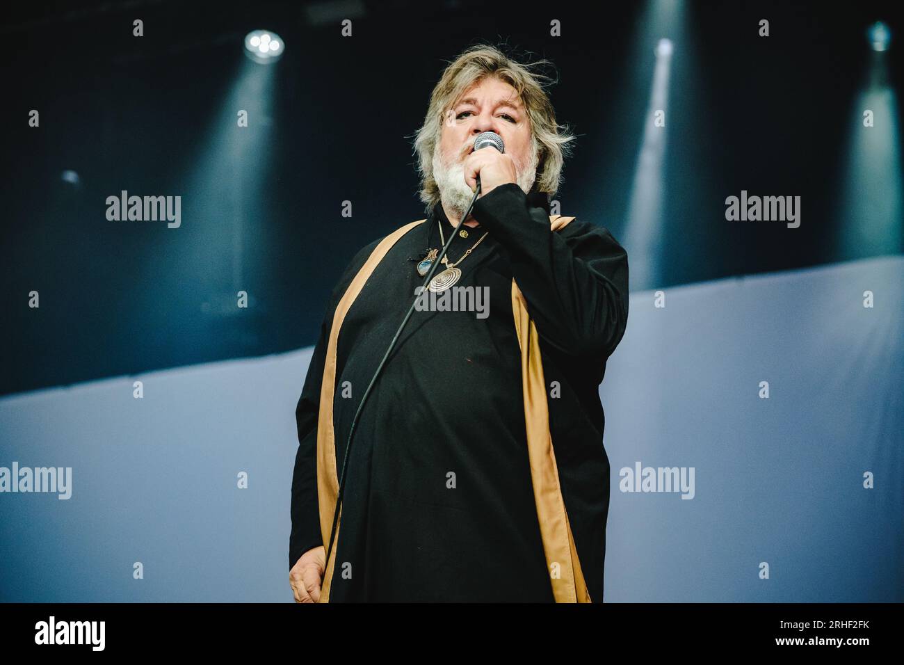 Gothenburg, Sweden. 11th, August 2023. The Swedish rock band The Soundtrack of Our Lives performs a live concert during the Swedish music festival Way Out West 2023 in Gothenburg. Here singer Ebbot Lundberg is seen live on stage. (Photo credit: Gonzales Photo - Tilman Jentzsch). Stock Photo