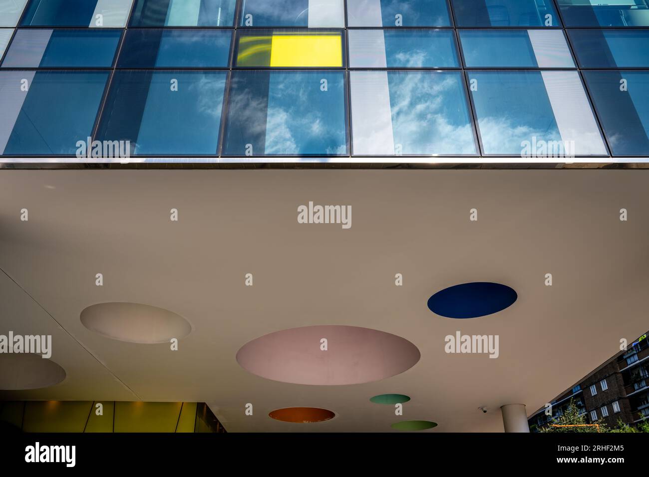 London, UK Architectural detail at the entrance to the Palestra