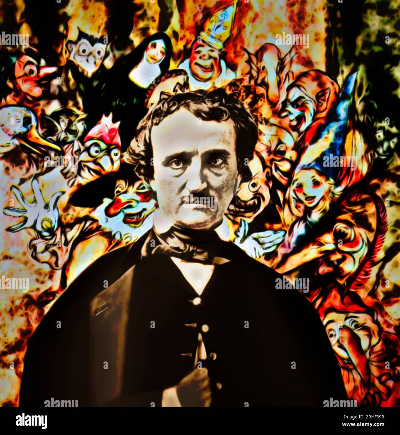 Portrait of Edgar Allan Poe, The Masque of the Red Death, illustration from Poe