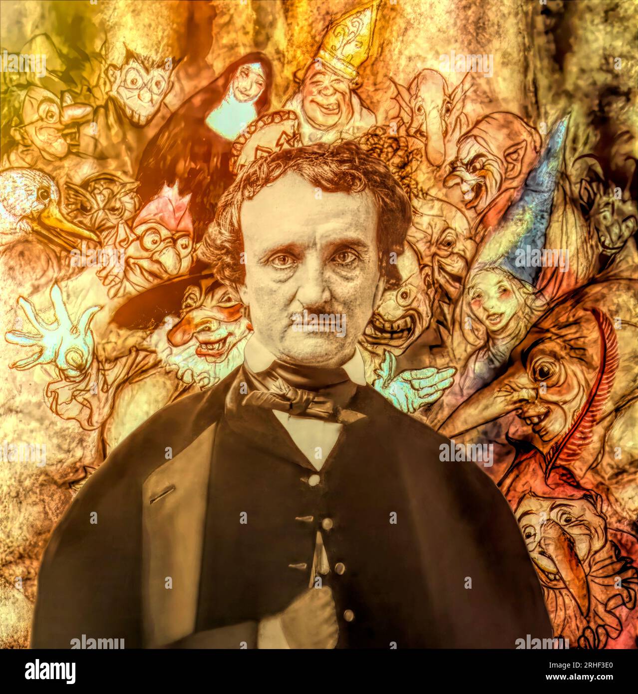 Portrait of edgar allan poe the masque of the red death illustration