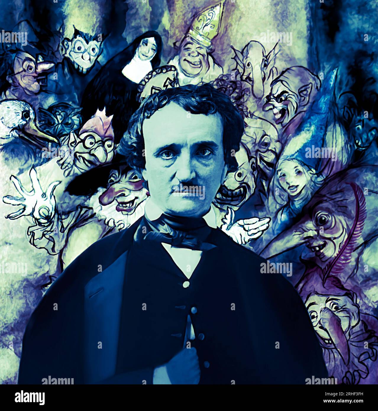 Portrait of Edgar Allan Poe, The Masque of the Red Death, illustration