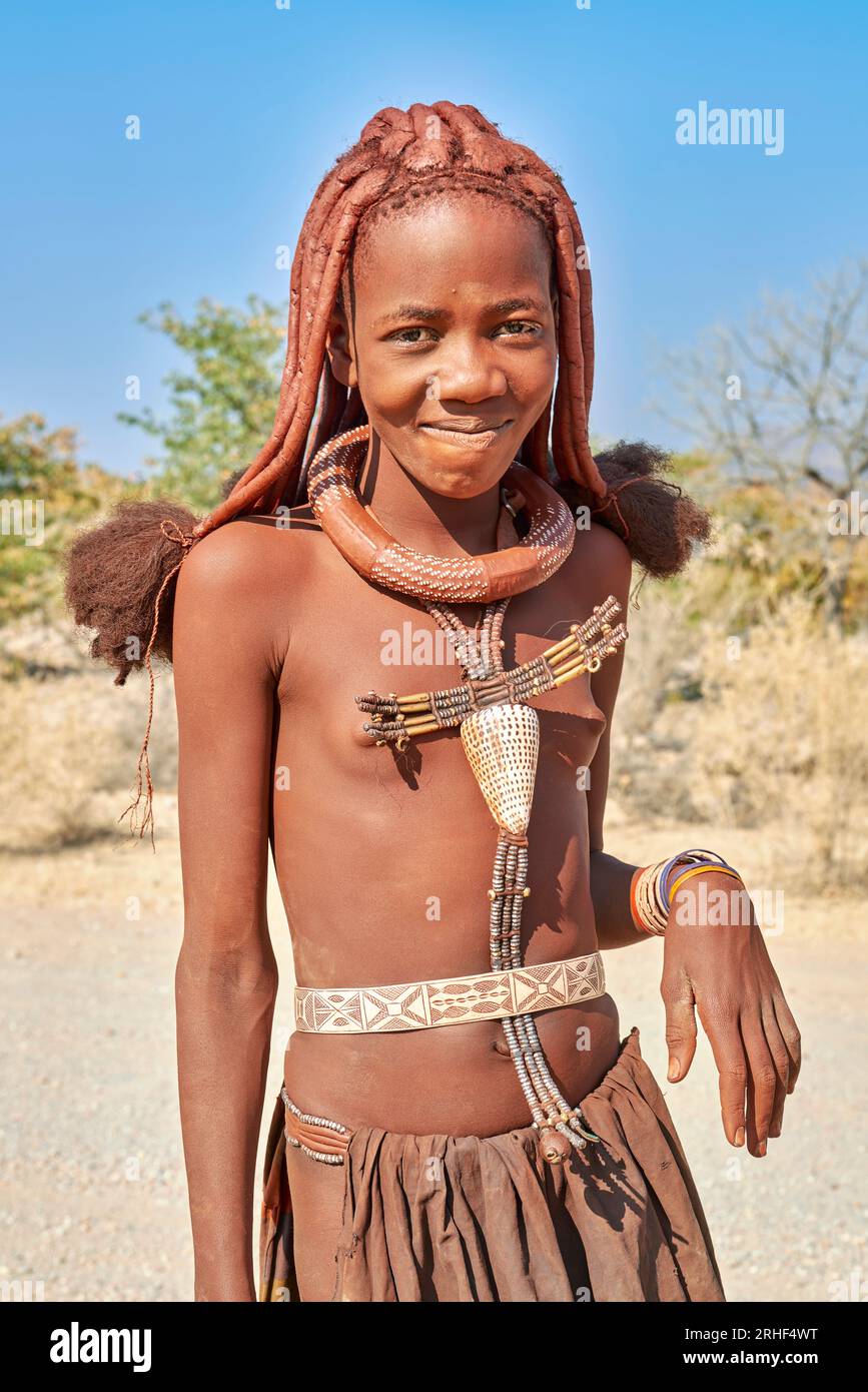 Namibia. Portrait of a Himba woman in Kunene region Stock Photo