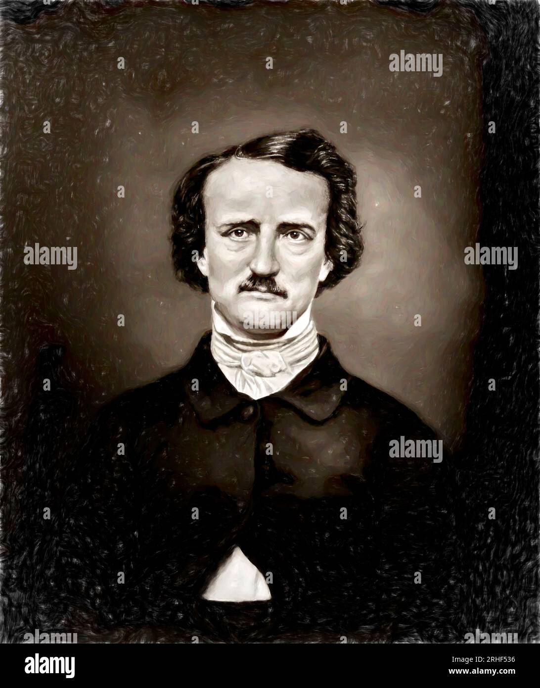 Portrait of Edgar Allan Poe, 1809 – 1849, American writer, digitally edited according to a photograph Stock Photo