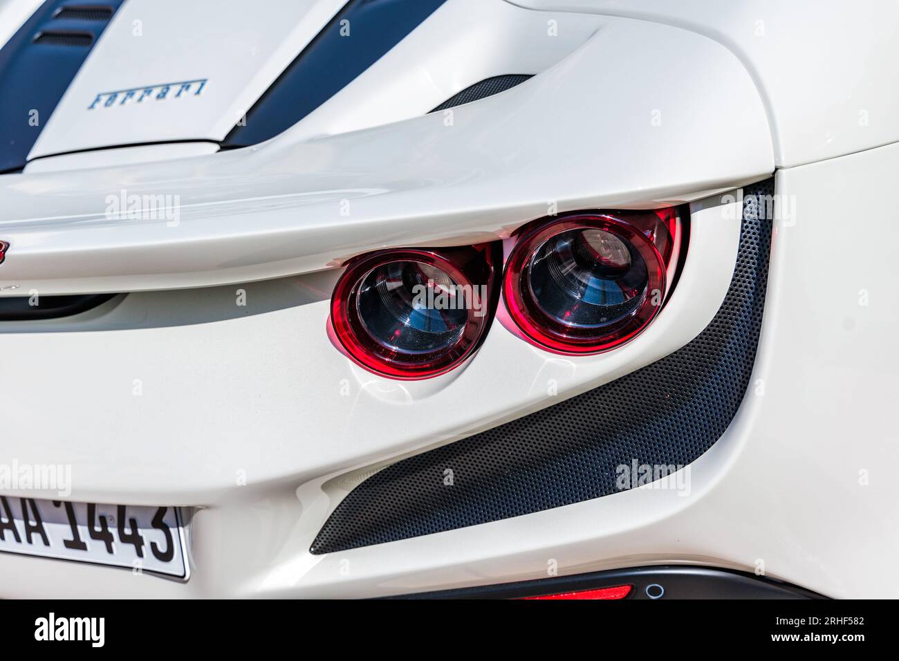 Ferrari F8 Tributo supercar tail lamps Stock Photo