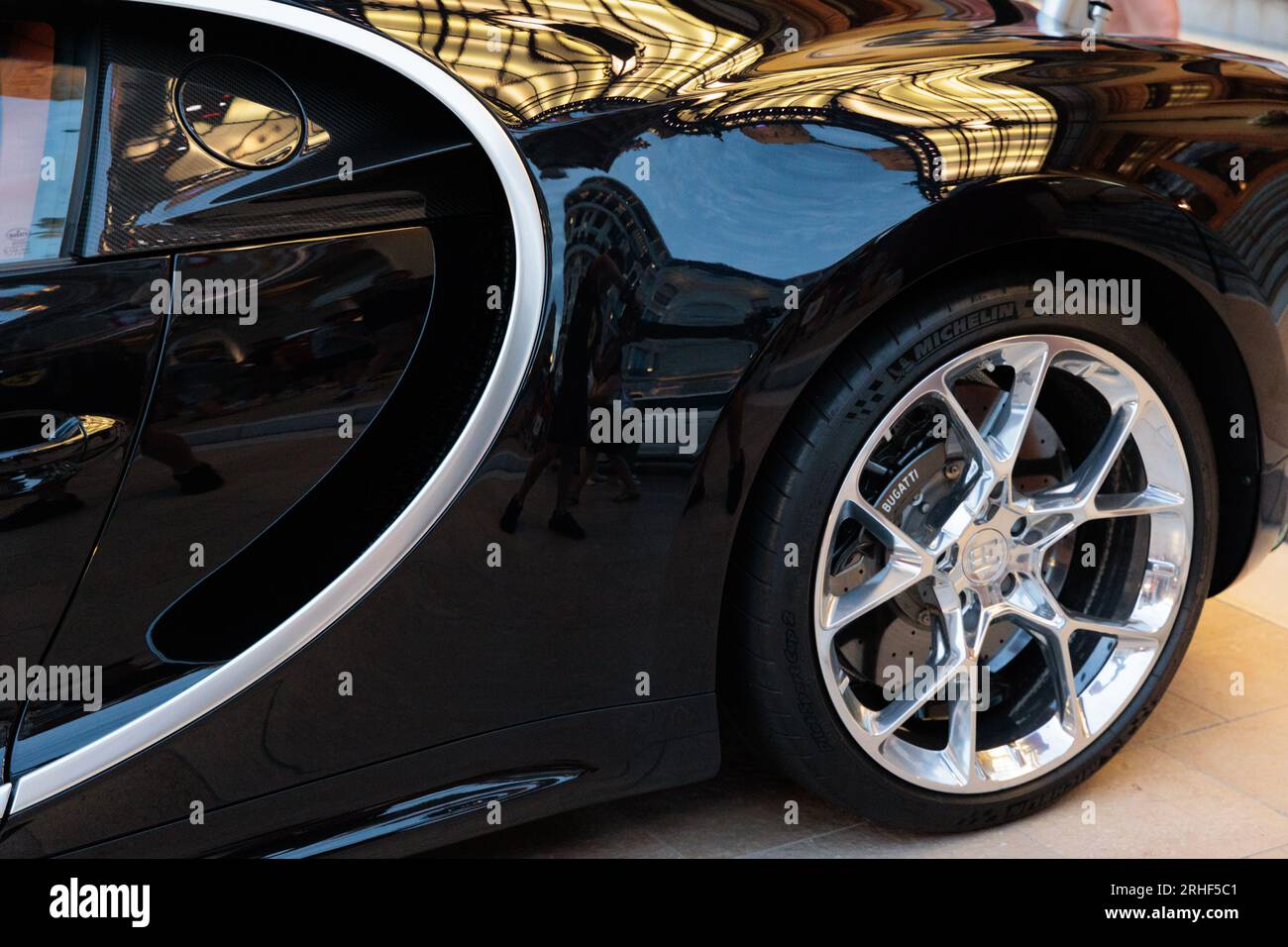 Bugatti Chiron parked outside the Casino in Monte Carlo, Monaco Stock Photo