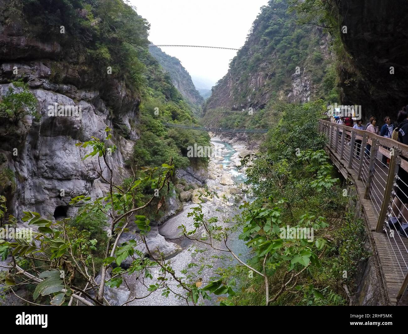 Tourists visiting Taroko Gorge National Park, the most stunning view of nature in Xiulin, Hualien, Taiwan Stock Photo