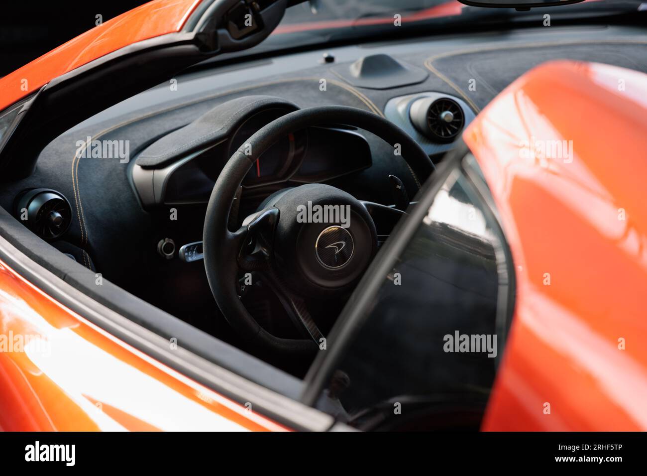 McLaren 675LT steering wheel and dials Stock Photo