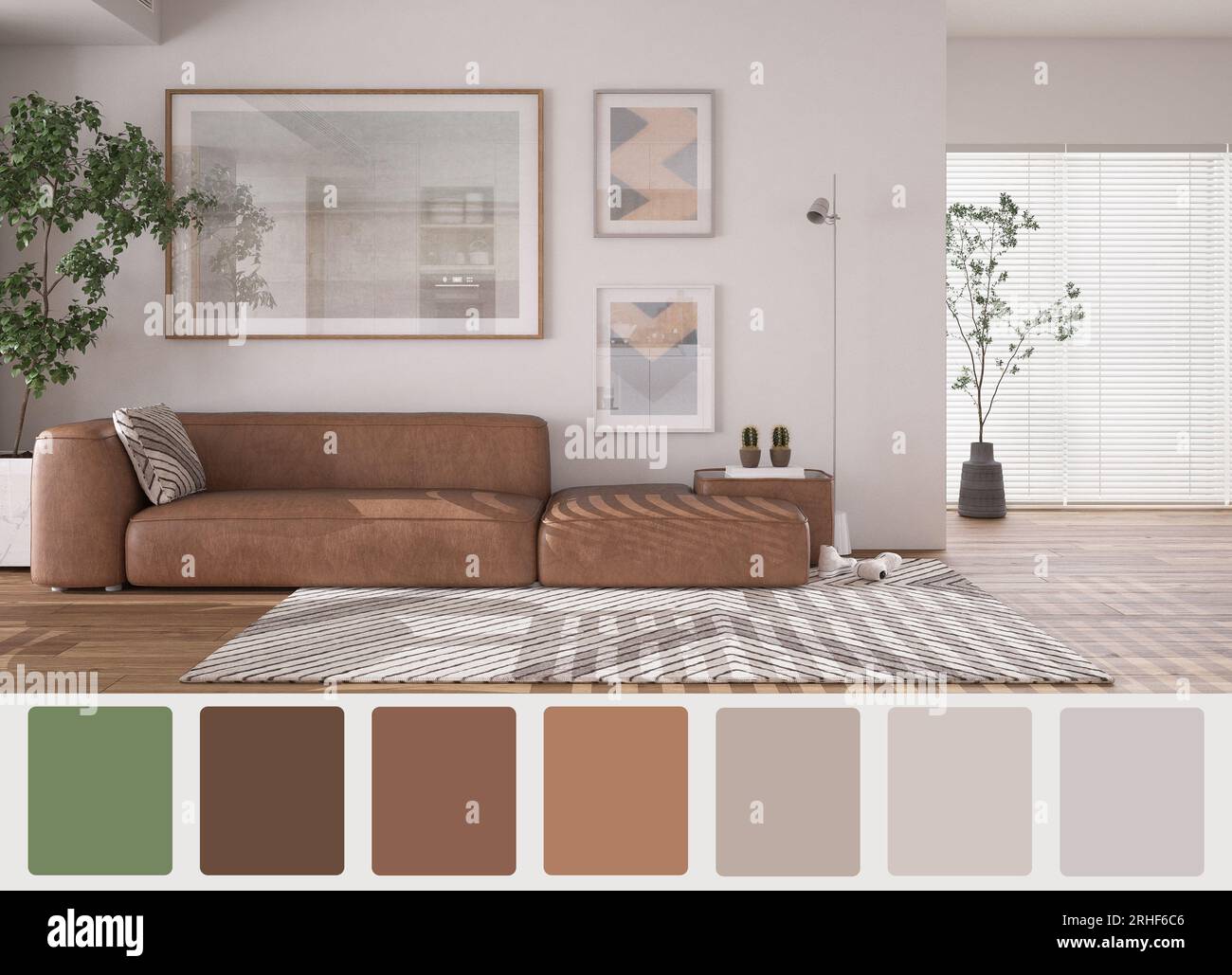 Interior design scene with palette color. Different colors and patterns ...