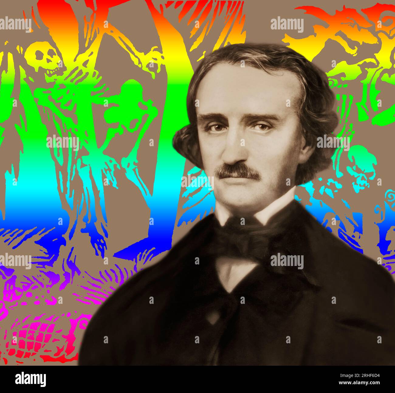 Portrait of Edgar Allan Poe, The Masqueraders, illustration from Poe's