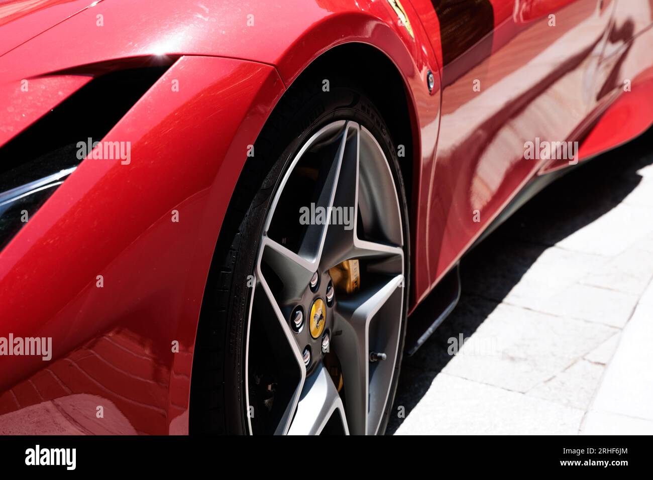 Ferrari F8 alloy wheels Stock Photo