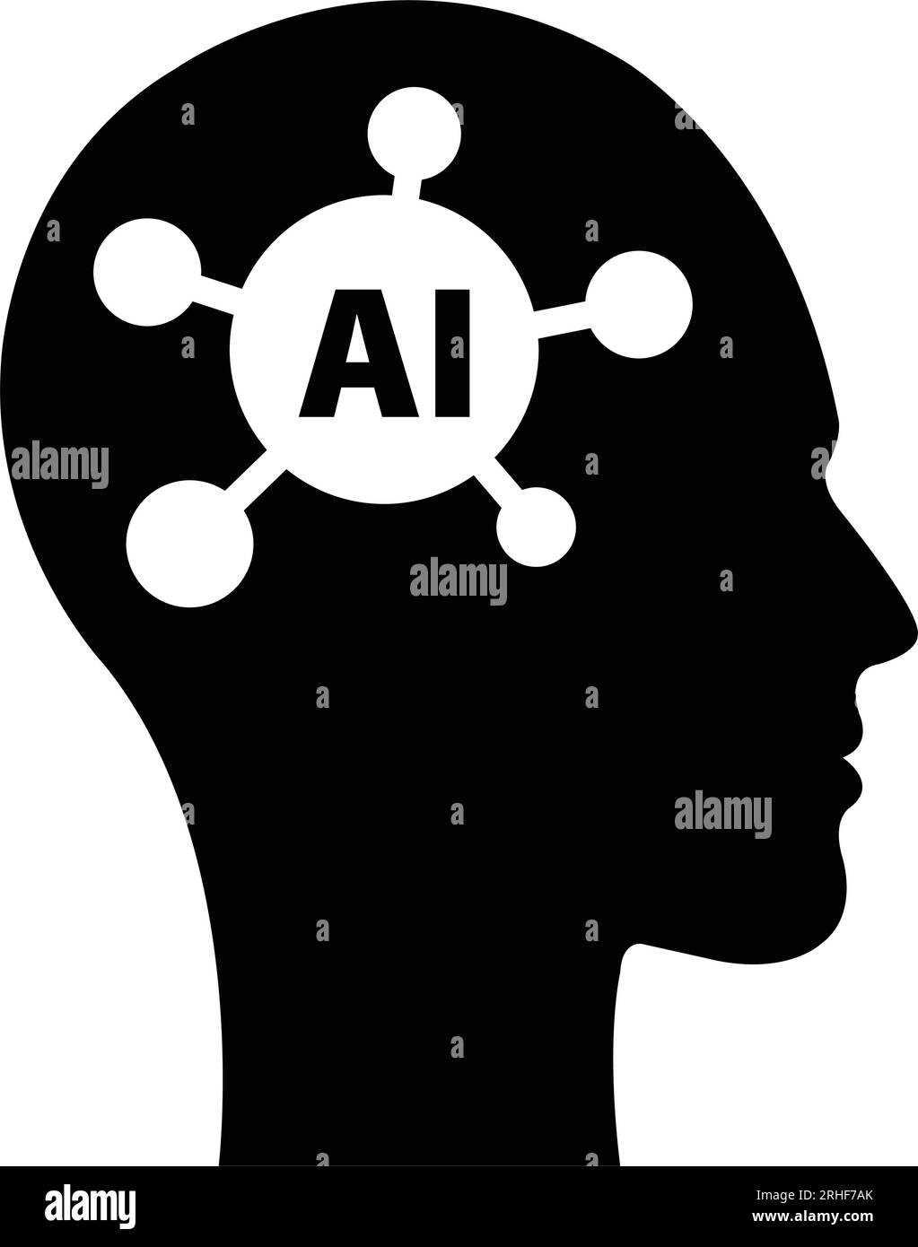 AI, Artificial intelligence icon of man human face with a digital chip ...