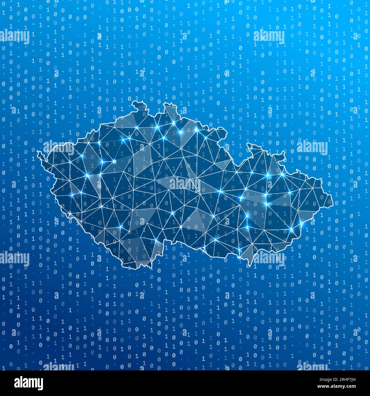 Network map of Czech Republic. Country digital connections map. Technology, internet, network, telecommunication concept. Vector illustration. Stock Vector