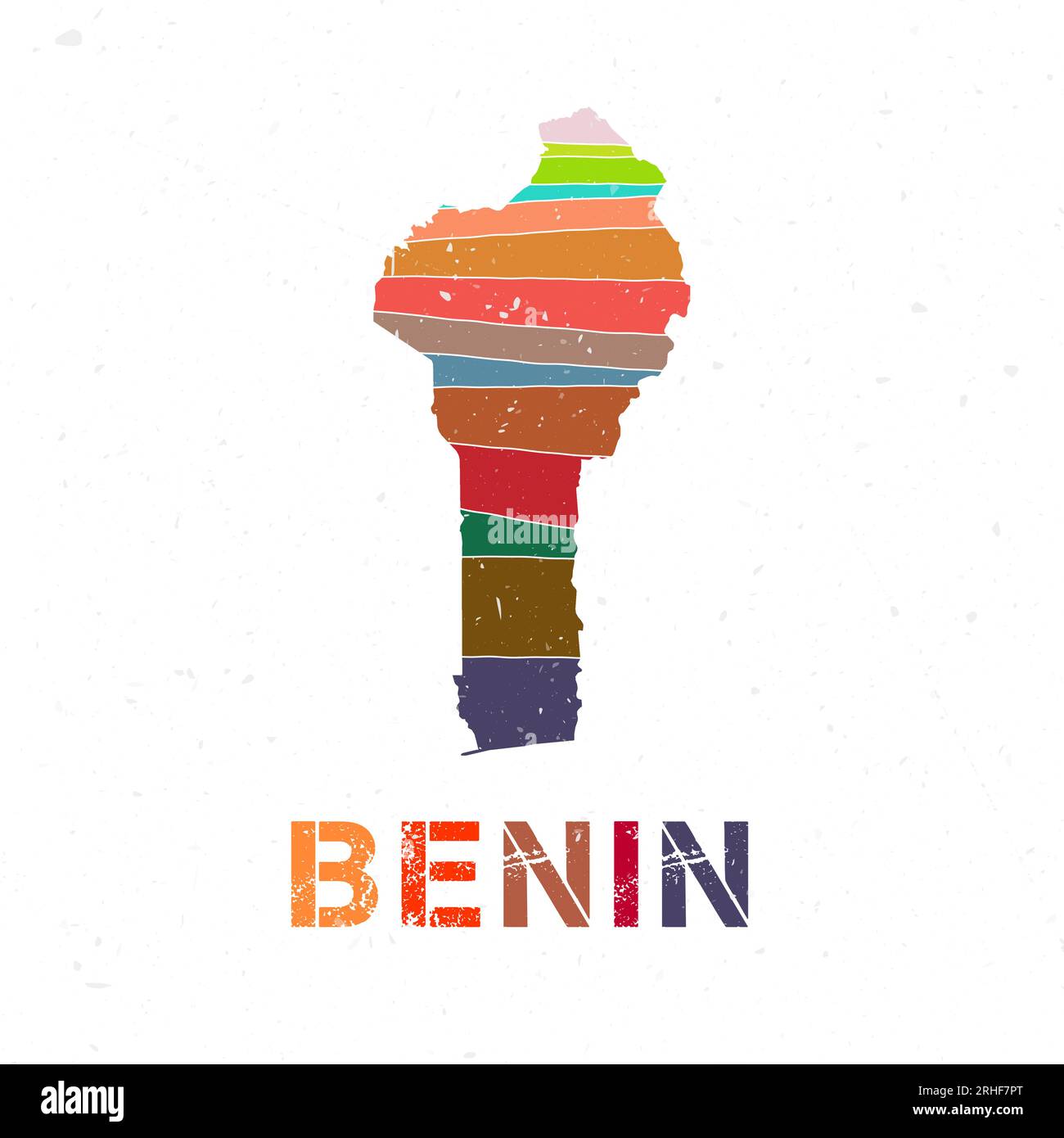 Benin map design. Shape of the country with beautiful geometric waves and grunge texture. Superb vector illustration. Stock Vector