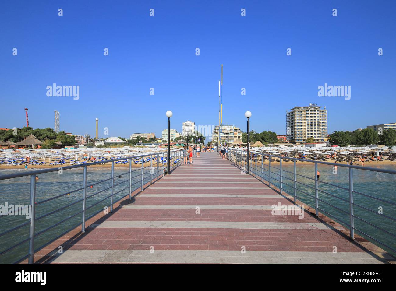 Sunny Beach, Bulgaria - 23 August, 2019: Pier near the Sunny Beach resort in Bulgaria Stock Photo