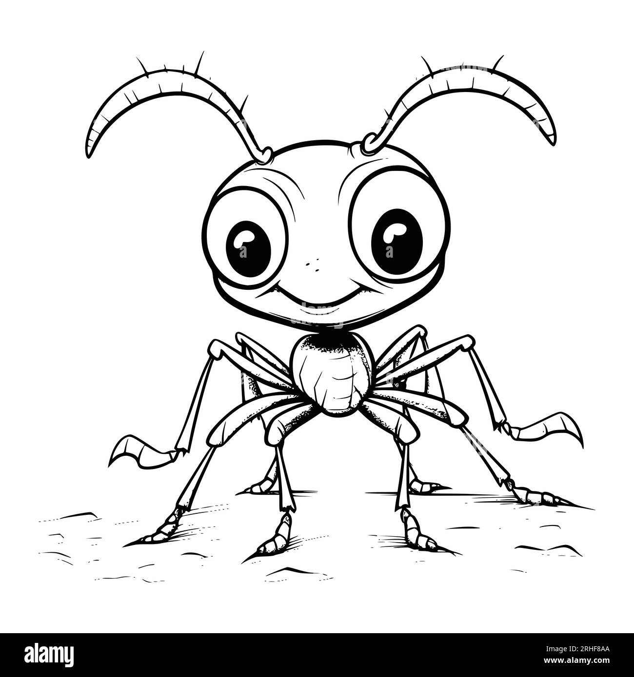 Ant Coloring Page Drawing For Kids Stock Vector